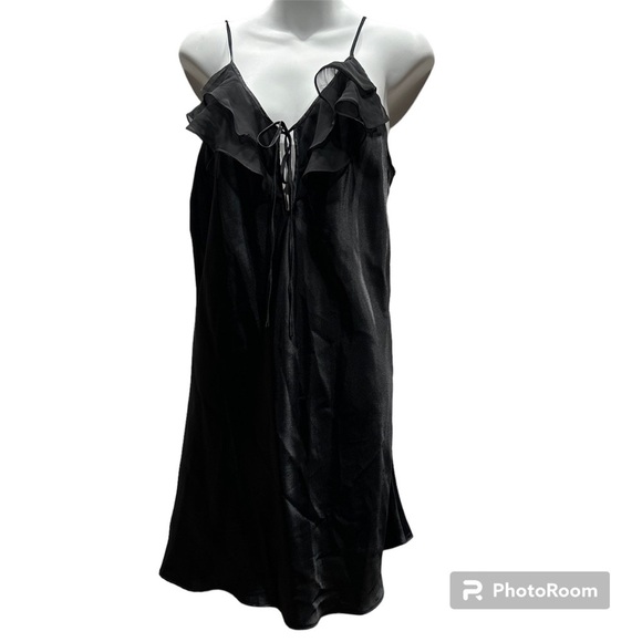 Black Negligee Nightgown Babydoll Ruffles Satin by‎ adonna Size M vintage - Picture 1 of 9